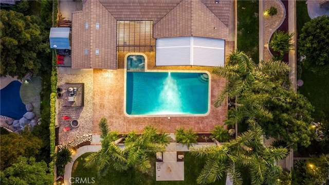 5829 Zapata Pl, Rancho Cucamonga, CA 91737 - view from above of property with a pool