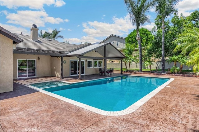 5829 Zapata Pl, Rancho Cucamonga, CA 91737 - view of pool with a pool with connected hot tub and a patio