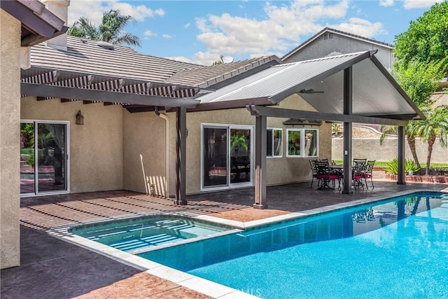 5829 Zapata Pl, Rancho Cucamonga, CA 91737 - view of pool with a pool with connected hot tub and a patio