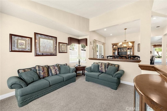 5829 Zapata Pl, Rancho Cucamonga, CA 91737 - living room featuring carpet floors, a chandelier, and recessed lighting
