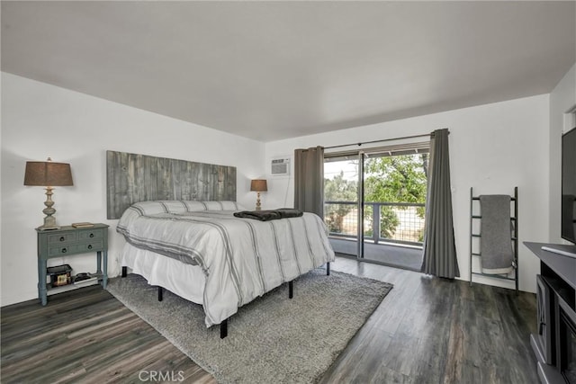 20511 Santa Barbara Ave, Middletown, CA 95461 - bedroom featuring dark wood finished floors, access to outside, and a wall mounted AC