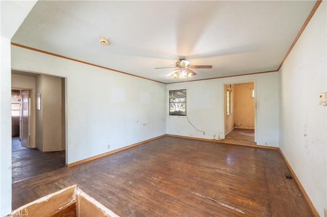 3142 Keith Ave, Castro Valley, CA 94546 - empty room featuring crown molding, ceiling fan, and wood finished floors