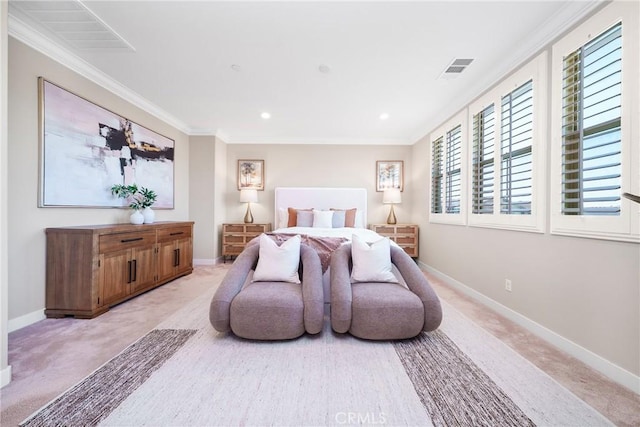 111 Spoke, Irvine, CA 92618 - bedroom with crown molding, light colored carpet, and recessed lighting