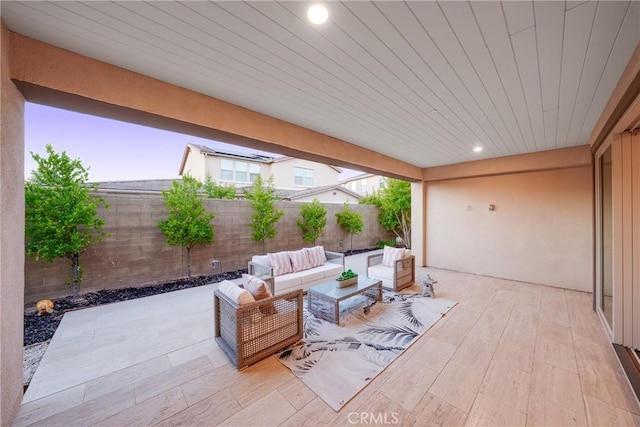 111 Spoke, Irvine, CA 92618 - fenced backyard featuring an outdoor living space and a patio