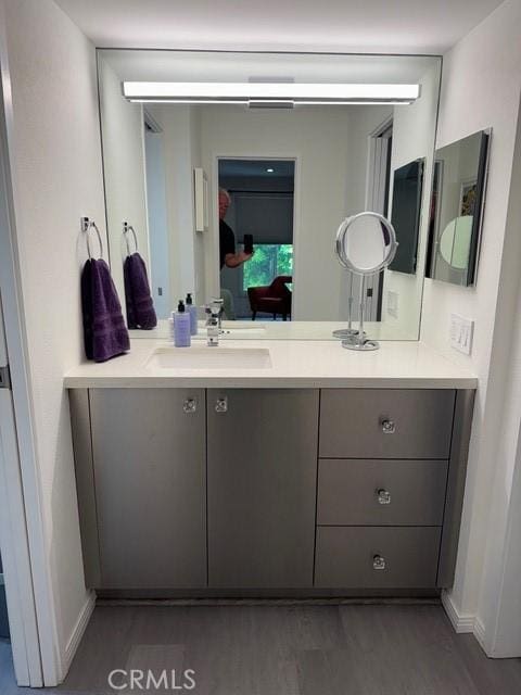 1655 E Palm Canyon Dr Unit 308, Palm Springs, CA 92264 - bathroom featuring vanity and wood finished floors