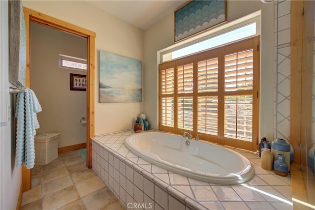670 Highland Hills Rd, Nipomo, CA 93444 - bathroom featuring a garden tub, healthy amount of natural light, and tile patterned floors