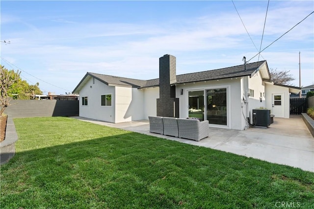 1825 W Carlton Pl, Santa Ana, CA 92704 - rear view of house featuring stucco siding, a fenced backyard, a patio, and a chimney