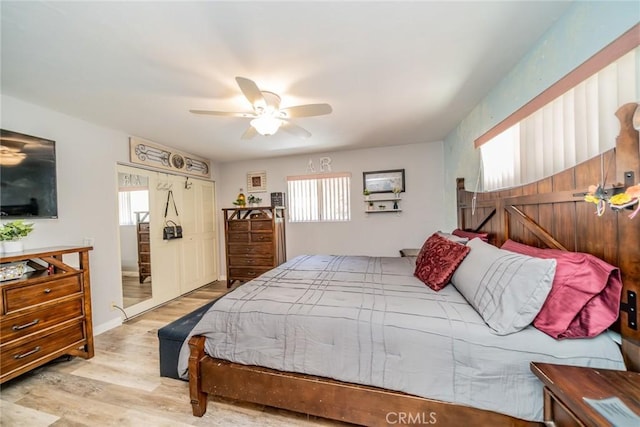 1181 W Westmont Ave, Hemet, CA 92543 - bedroom with wood finished floors, a ceiling fan, and a closet