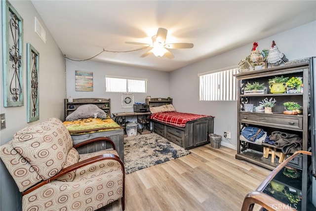 1181 W Westmont Ave, Hemet, CA 92543 - bedroom featuring wood finished floors and a ceiling fan