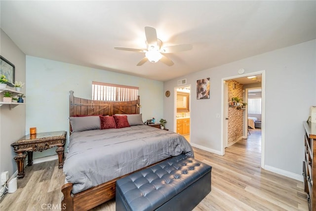 1181 W Westmont Ave, Hemet, CA 92543 - bedroom with light wood-type flooring and ceiling fan