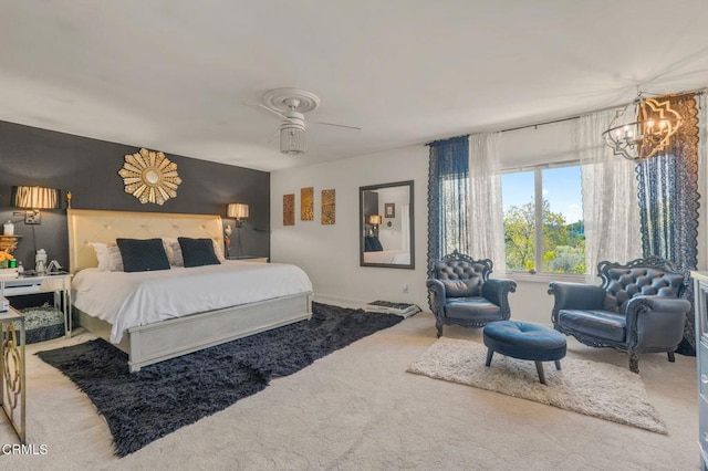 4804 La Villa Marina Unit J, Marina Del Rey, CA 90292 - carpeted bedroom with a chandelier and a ceiling fan