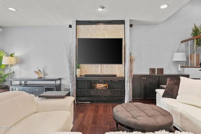 4804 La Villa Marina Unit J, Marina Del Rey, CA 90292 - living area with wood finished floors, recessed lighting, and a fireplace