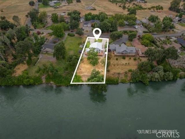 15540 China Rpds, Red Bluff, CA 96080 - aerial view of property's location featuring property boundaries highlighted and a large body of water