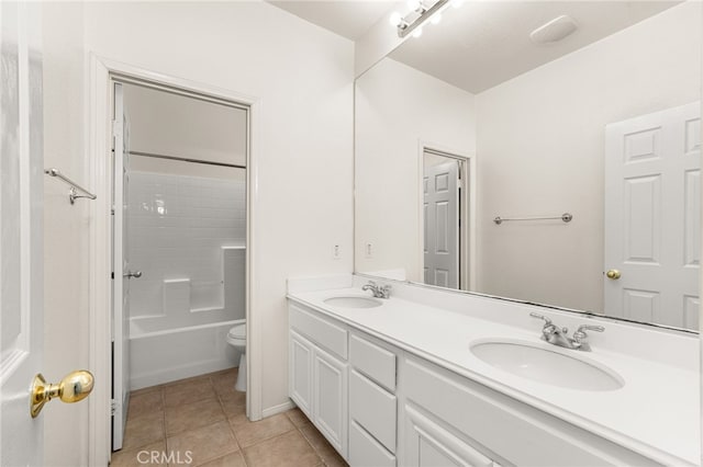 3959 Grandview Dr, Brea, CA 92823 - full bath featuring double vanity, tile patterned flooring, and shower / tub combination