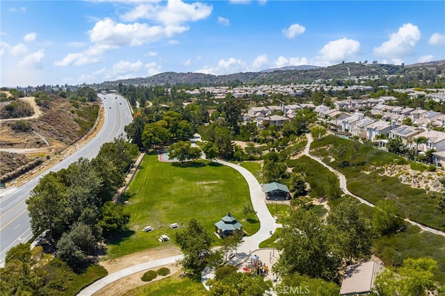 3959 Grandview Dr, Brea, CA 92823 - aerial view of property and surrounding area with nearby suburban area and a mountain backdrop