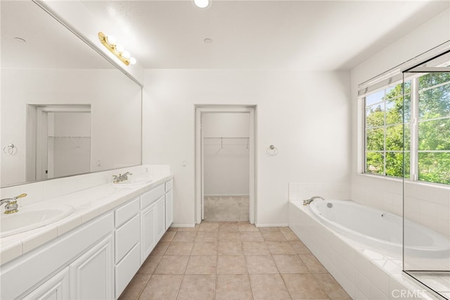 3959 Grandview Dr, Brea, CA 92823 - bathroom featuring a garden tub, double vanity, and a walk in closet
