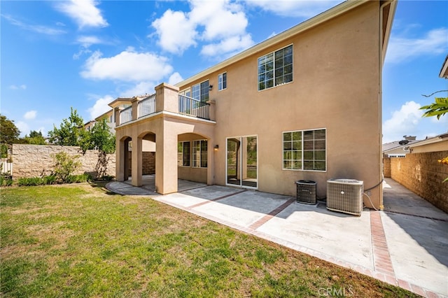3959 Grandview Dr, Brea, CA 92823 - back of house featuring a balcony, stucco siding, a fenced backyard, and a patio area