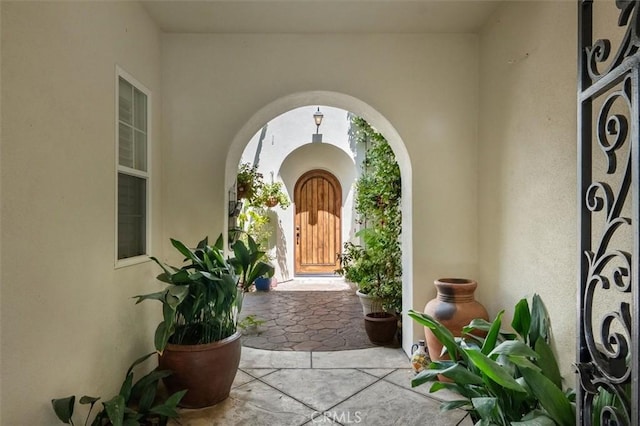 24711 Tiburon St, Valencia, CA 91355 - property entrance featuring stucco siding and a gate