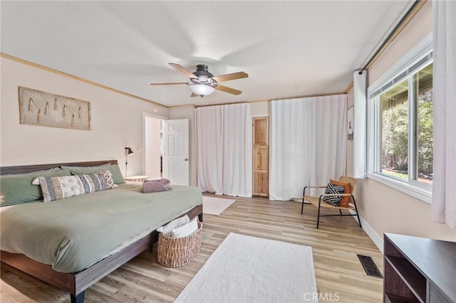 310 Teakwood Dr, Big Bear Lake, CA 92315 - bedroom with light wood-style floors and ceiling fan