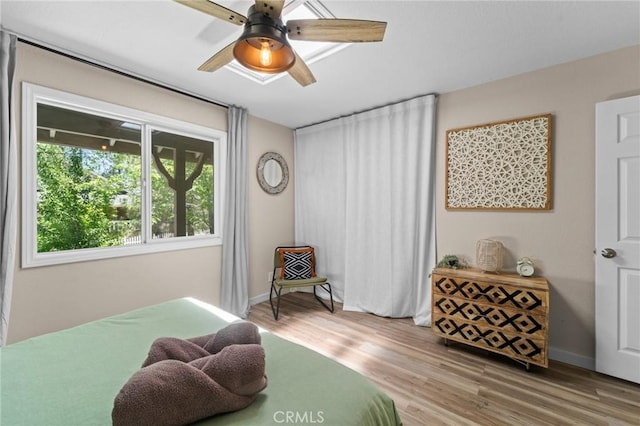 310 Teakwood Dr, Big Bear Lake, CA 92315 - bedroom with wood finished floors and a ceiling fan