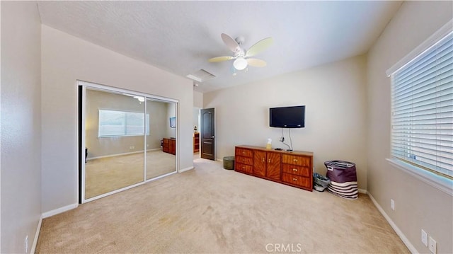 12443 Bannock Dr, Apple Valley, CA 92308 - carpeted bedroom featuring a closet and a ceiling fan