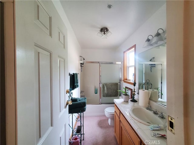 535 N Dart Canyon Rd, Crestline, CA 92325 - bathroom featuring vanity and combined bath / shower with glass door