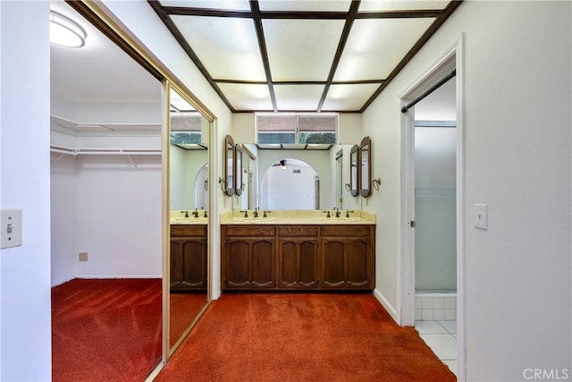5347 E Bergh Dr, Anaheim Hills, CA 92807 - full bath with double vanity, a shower, and a walk in closet