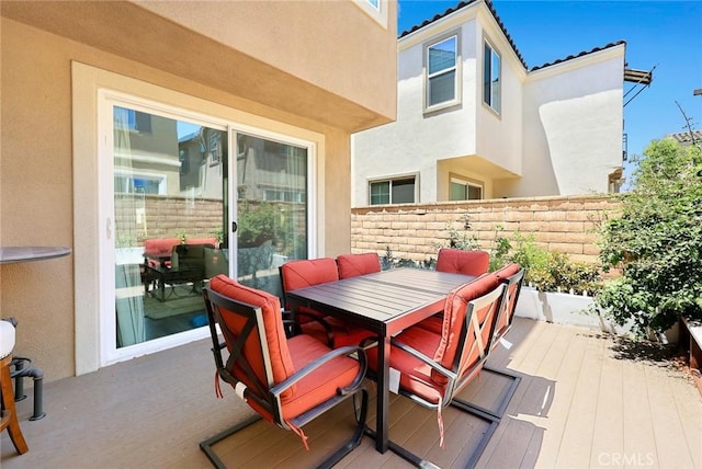 12260 Chorus Dr, Rancho Cucamonga, CA 91739 - wooden terrace with outdoor dining space