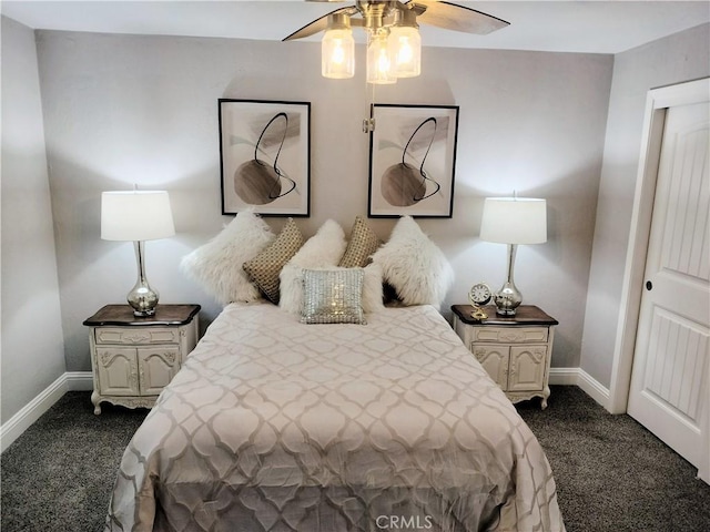 900 S Ann St, Tulare, CA 93274 - bedroom with dark colored carpet and a ceiling fan