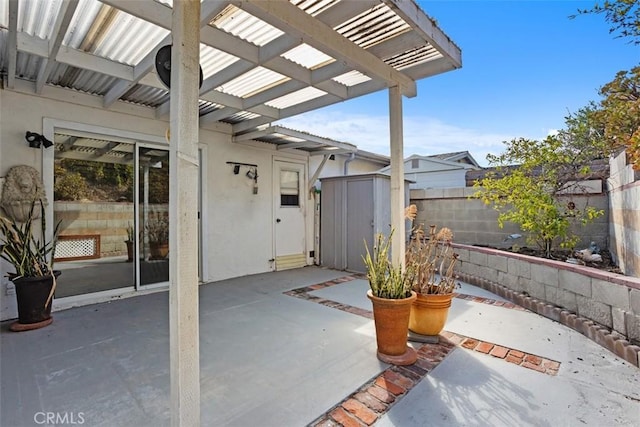 3746 Balboa Dr, Oceanside, CA 92056 - view of patio / terrace with a shed and a pergola
