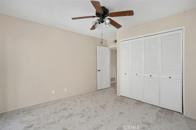 3746 Balboa Dr, Oceanside, CA 92056 - unfurnished bedroom featuring carpet, a closet, and a ceiling fan