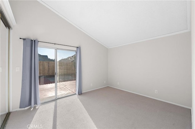 36829 Burroughs Way, Palmdale, CA 93552 - unfurnished room featuring lofted ceiling, carpet flooring, and crown molding