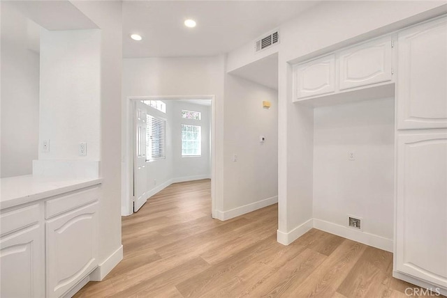2914 Crape Myrtle Cir, Chino Hills, CA 91709 - kitchen featuring white cabinetry, recessed lighting, light wood-type flooring, and light countertops