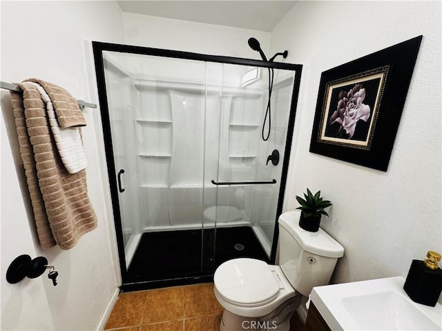 6155 Reseda Unit 4, Tarzana, CA 91335 - bathroom with a shower stall, tile patterned flooring, and vanity