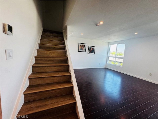 6155 Reseda Unit 4, Tarzana, CA 91335 - stairway featuring wood finished floors and recessed lighting