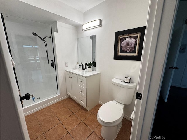 6155 Reseda Unit 4, Tarzana, CA 91335 - bathroom with vanity, a shower stall, and tile patterned flooring