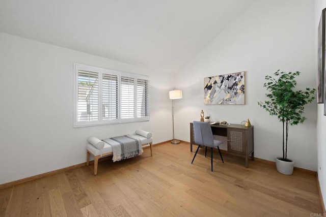4205 Caminito Pintoresco, San Diego, CA 92108 - office area featuring light wood-style flooring and vaulted ceiling