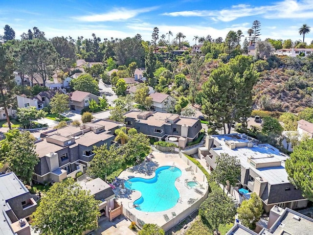 4205 Caminito Pintoresco, San Diego, CA 92108 - aerial perspective of suburban area with a pool and a tree filled landscape