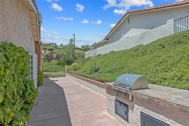 2039 Channelford Rd, Westlake Village, CA 91361 - view of patio / terrace featuring exterior kitchen and a gate