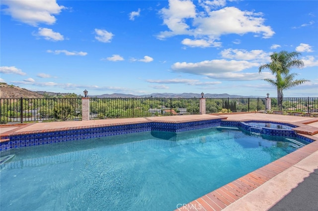 2039 Channelford Rd, Westlake Village, CA 91361 - view of pool with a mountain view and a pool with connected hot tub