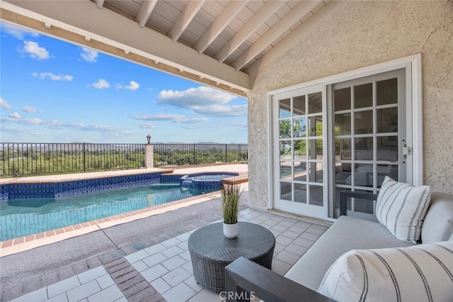 2039 Channelford Rd, Westlake Village, CA 91361 - view of pool with a patio area, a fenced backyard, and a pool with connected hot tub