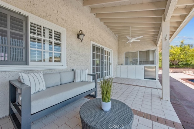 2039 Channelford Rd, Westlake Village, CA 91361 - view of patio / terrace featuring outdoor lounge area and ceiling fan