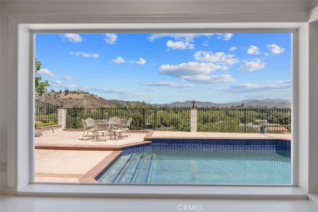 2039 Channelford Rd, Westlake Village, CA 91361 - view of swimming pool with a mountain view and a patio