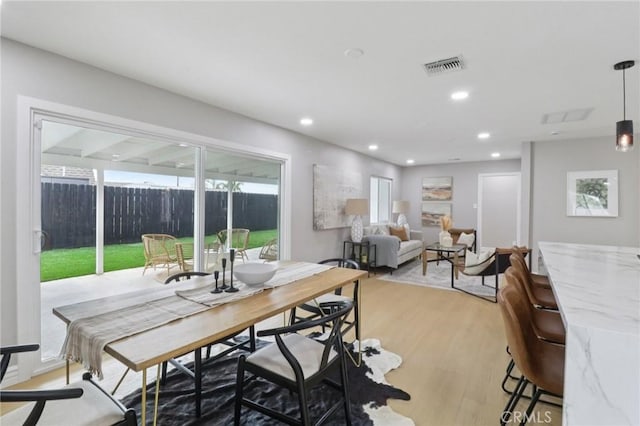 4203 Tolowa St, San Diego, CA 92117 - dining area featuring light wood-type flooring and recessed lighting