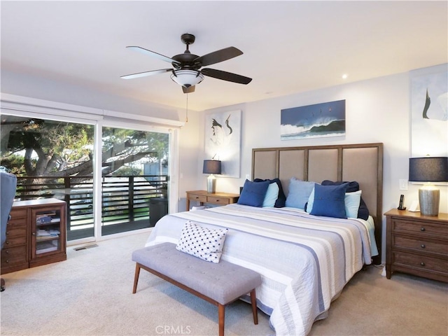 3530 Spearing Ave, San Pedro, CA 90732 - carpeted bedroom with access to exterior and a ceiling fan