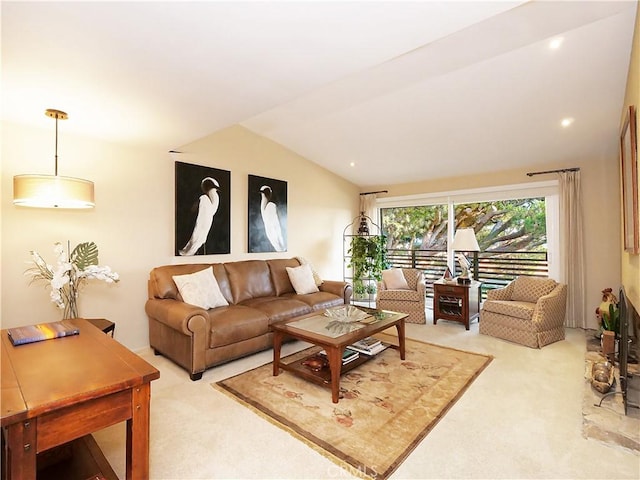 3530 Spearing Ave, San Pedro, CA 90732 - living area featuring light colored carpet and lofted ceiling