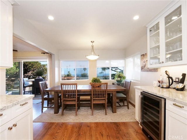 3530 Spearing Ave, San Pedro, CA 90732 - dining space with wine cooler, light wood finished floors, and recessed lighting
