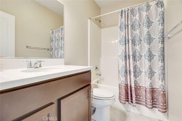 35212 Smith Ave, Beaumont, CA 92223 - bathroom with vanity, shower / tub combo with curtain, and tile patterned flooring