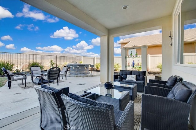 35212 Smith Ave, Beaumont, CA 92223 - fenced backyard featuring outdoor lounge area and a patio