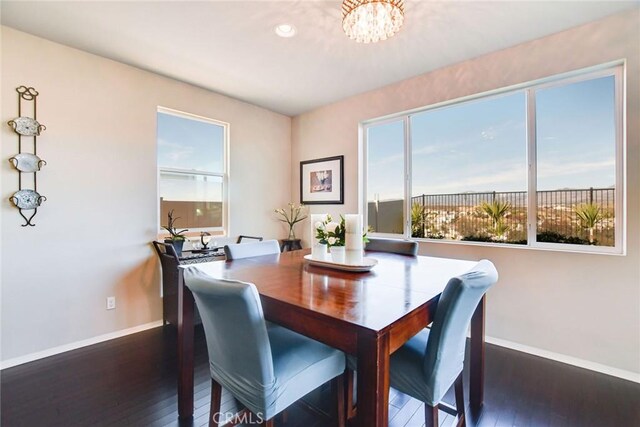 35212 Smith Ave, Beaumont, CA 92223 - dining area featuring dark wood-style floors, a chandelier, and recessed lighting